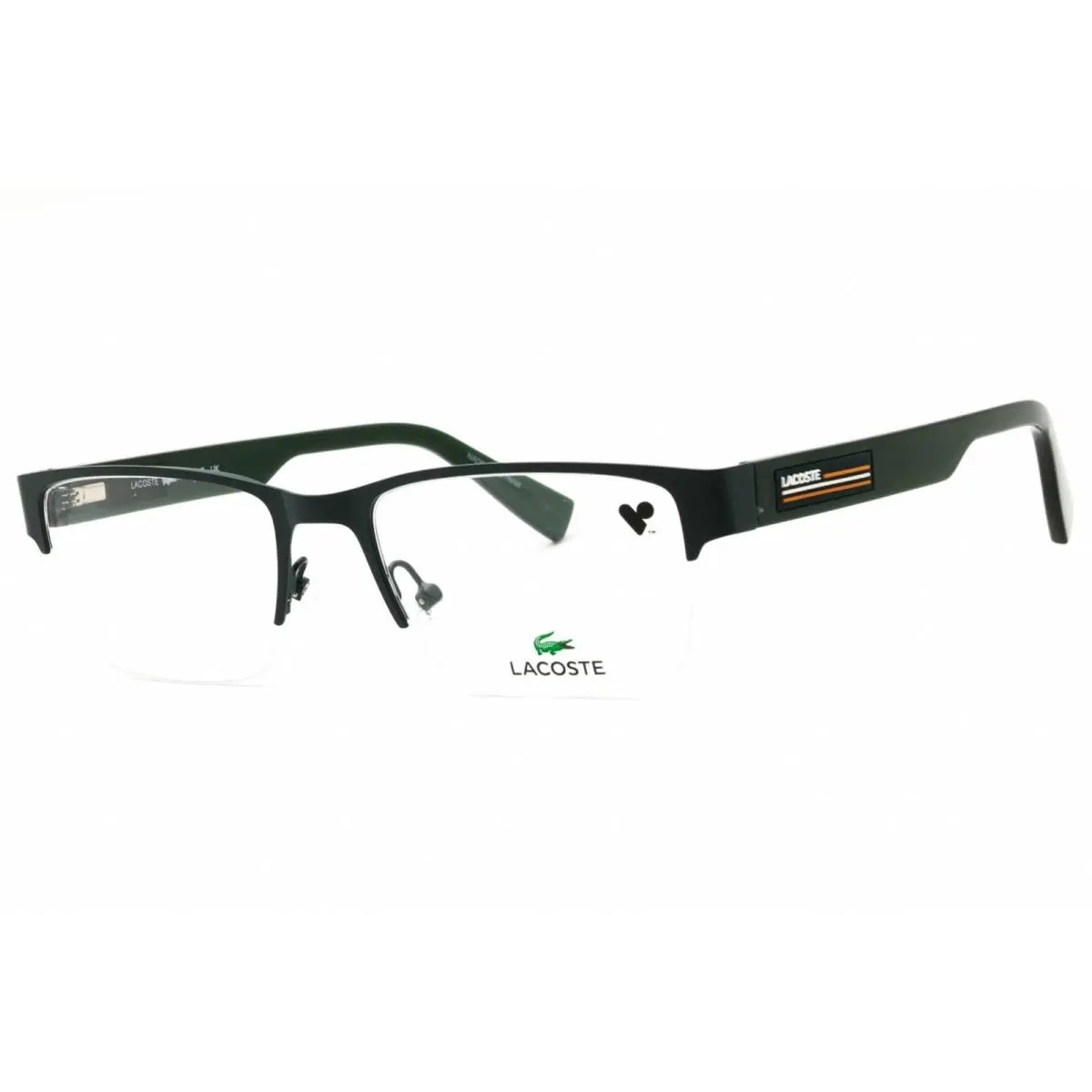 Lacoste Men`s Eyeglasses Rectangular Shape Metal Half Rim Frame L2299N 301