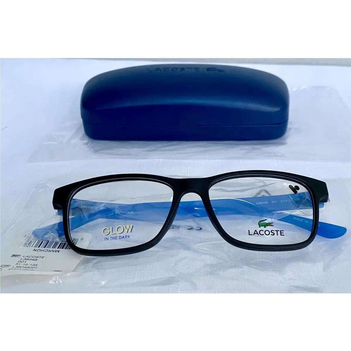 Lacoste L3803B 001 Black Blue Frames Eyeglasses 51-15-135 w/ Case