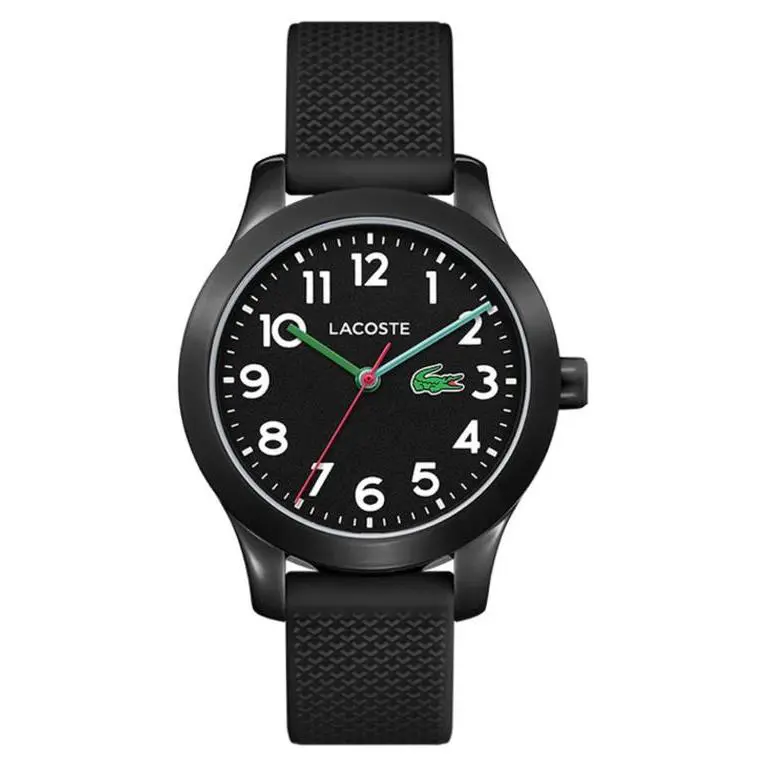 Lacoste Kids` 12.12 Silicone Strap Watch 32mm in Black