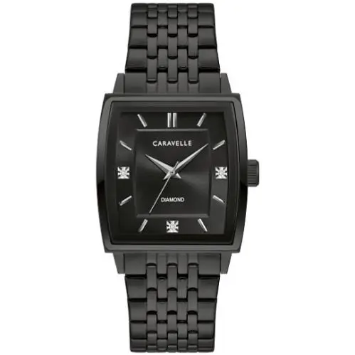 by Bulova Mens Modern Diamond Accent Black Watch 45D111 by Caravelle