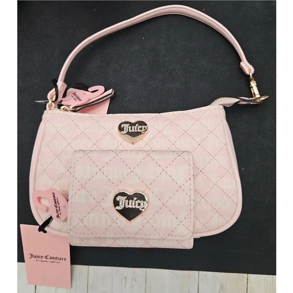 Viral Juicy Couture Pink Love Your Couture Purse/ Wallet Powder Blush Tonal