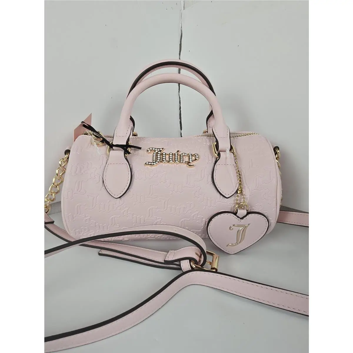 Juicy Couture Pink Glitter Crossbody Handbag - Sparkly Shoulder Purse Designer