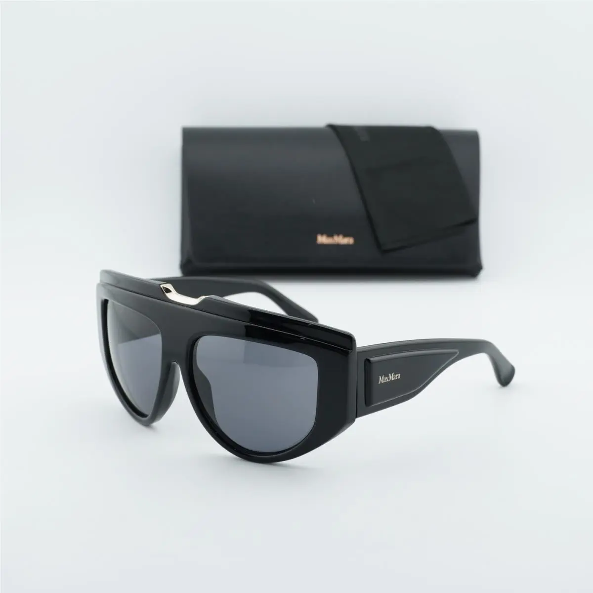 Max Mara MM0083 01A Shiny Black/smoke 57-15-135 Sunglasses