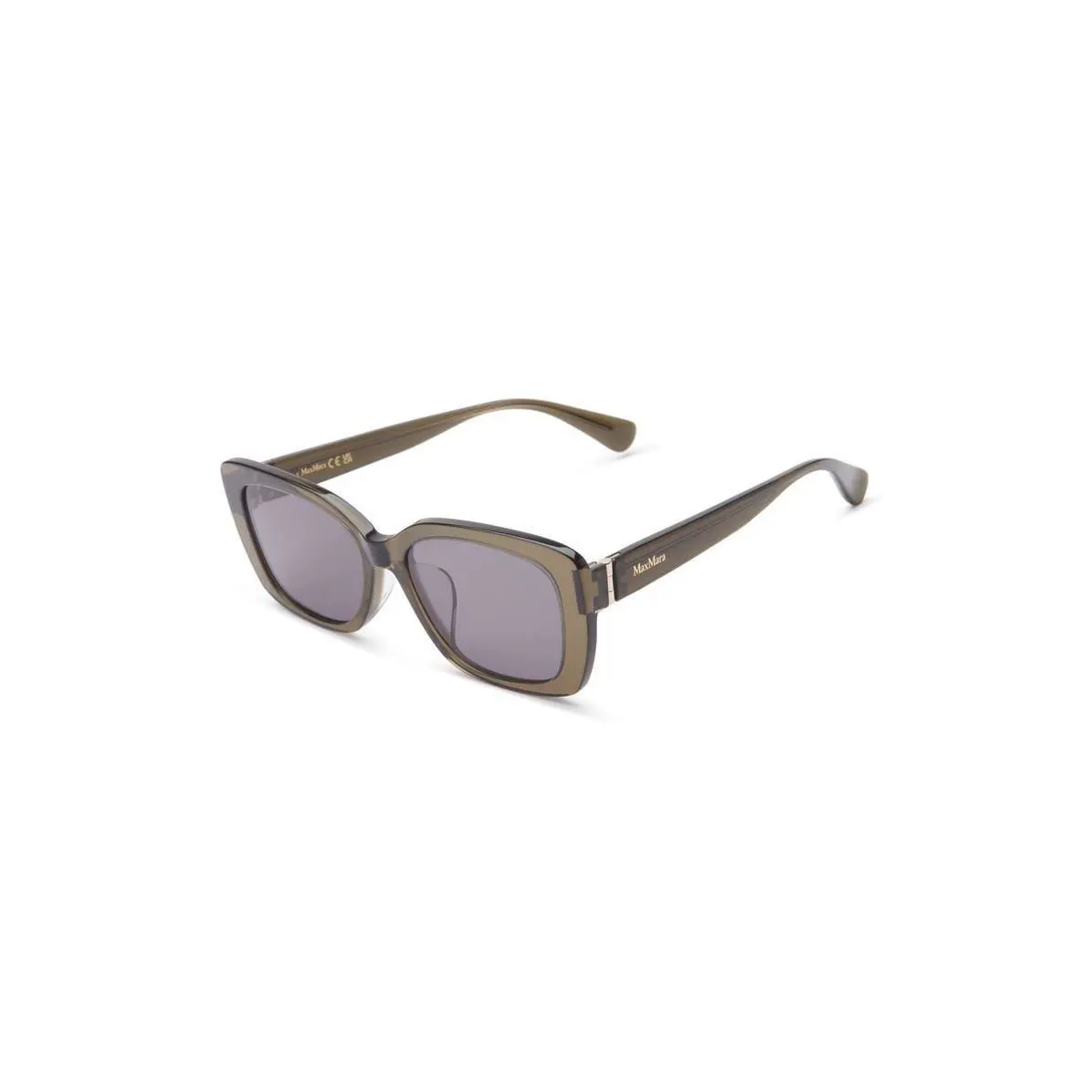 Max Mara Women 55mm Round Sunglasses Shiny Dark Green / Smoke