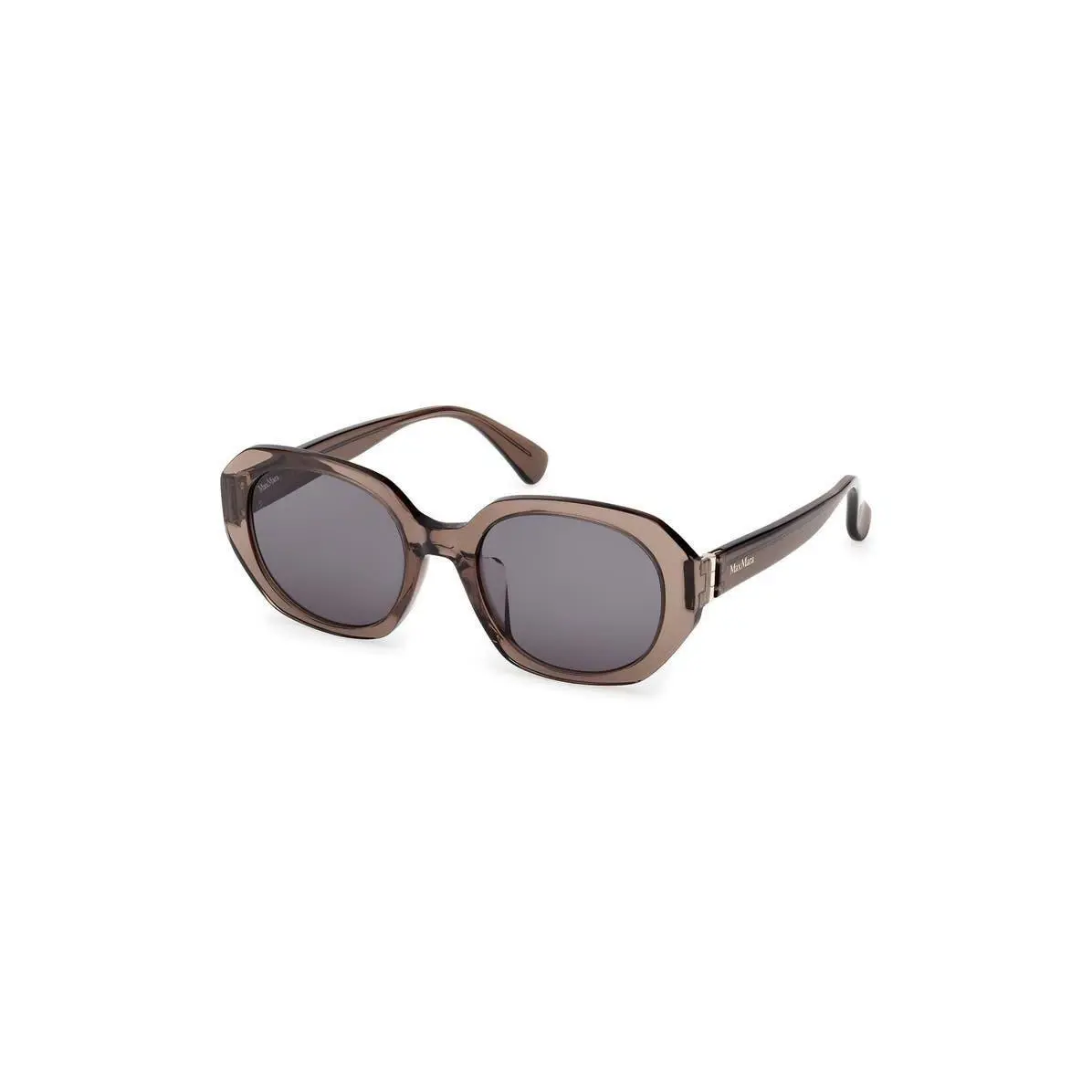 Max Mara Women 54mm Round Sunglasses Shiny Dark Brown / Smoke