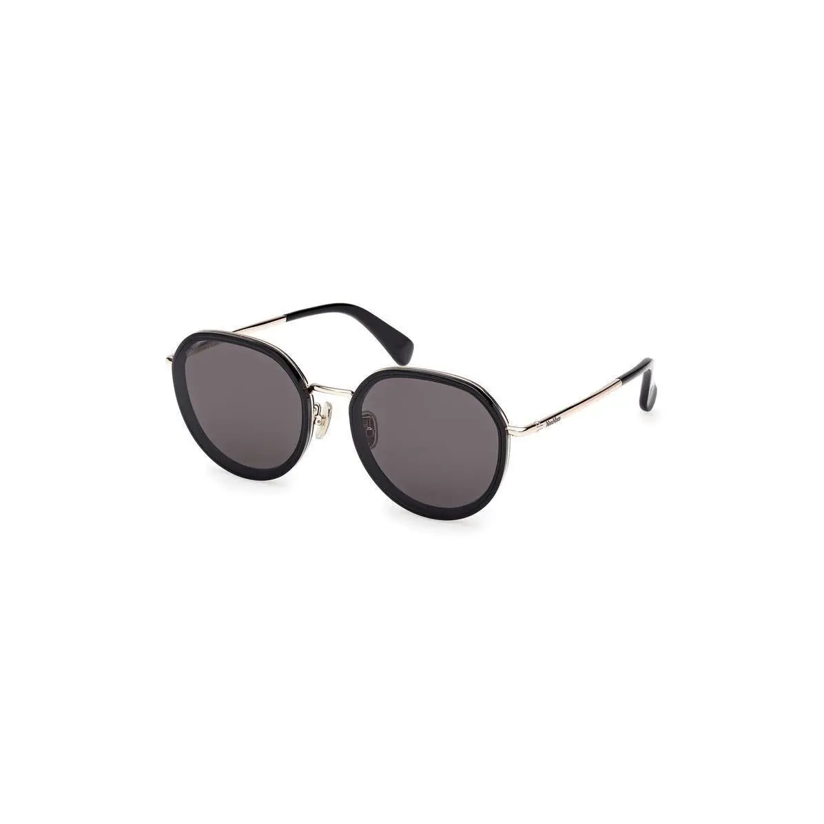 Max Mara Women 57mm Round Sunglasses Shiny Black / Smoke