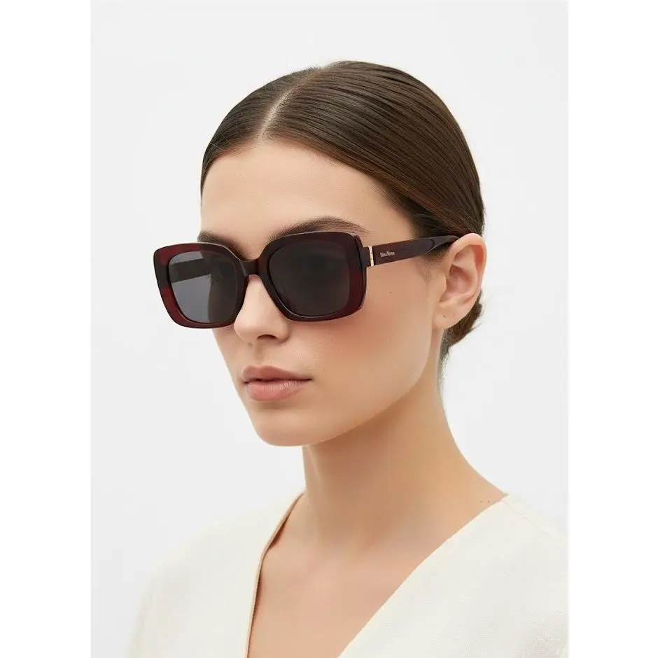 Max Mara Women 54mm Square Sunglasses Shiny Bordeaux / Smoke