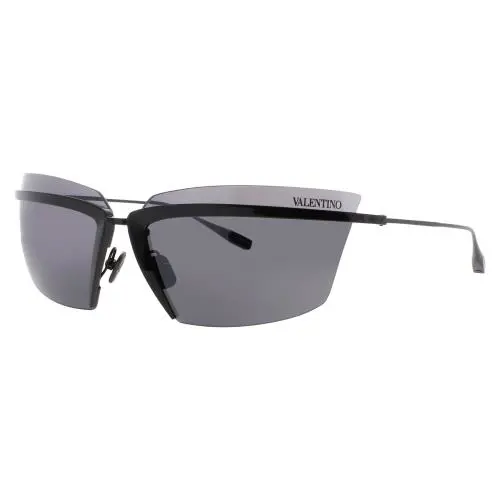 Valentino V Lure Vls 130A 67 Sunglasses Shiny Black Frame Grey Mirror Lens 67mm