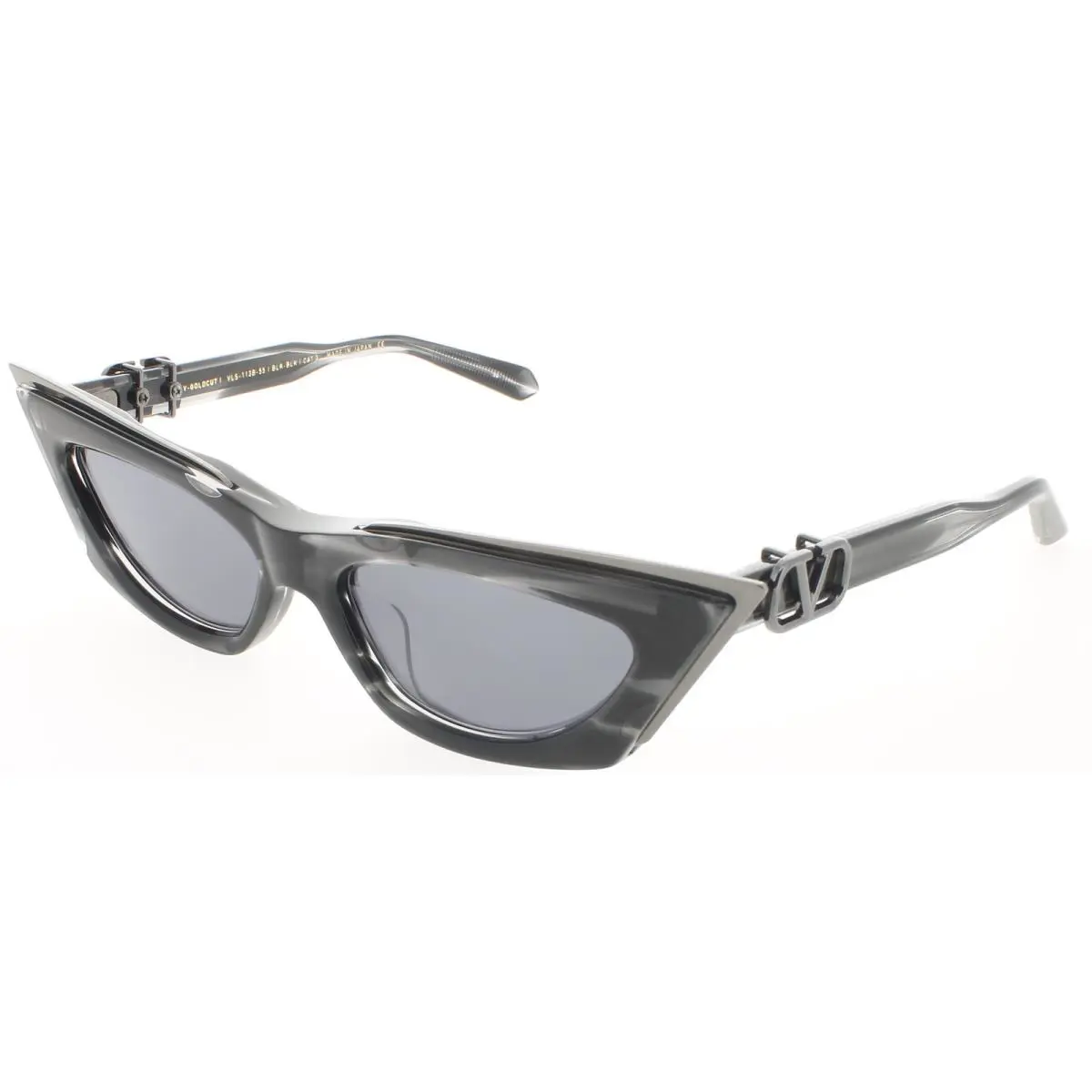 Valentino V Goldcut I Vls 113B 55 Sunglasses Black Marble Frame Grey Lens 55 mm
