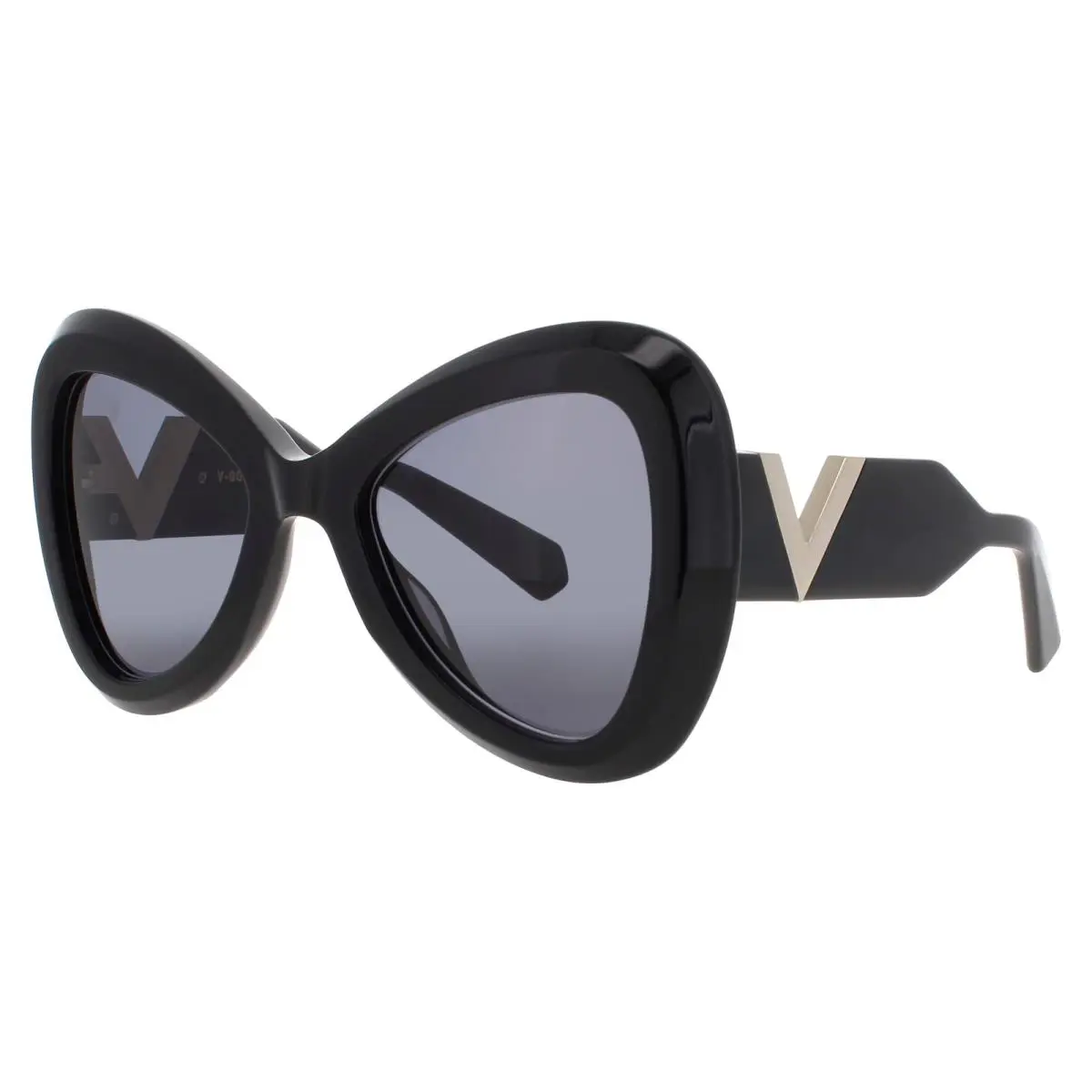 Valentino V Gold Iii Vls 138A 53 Sunglasses Black/gold Frame Grey Lenses 53 Mm