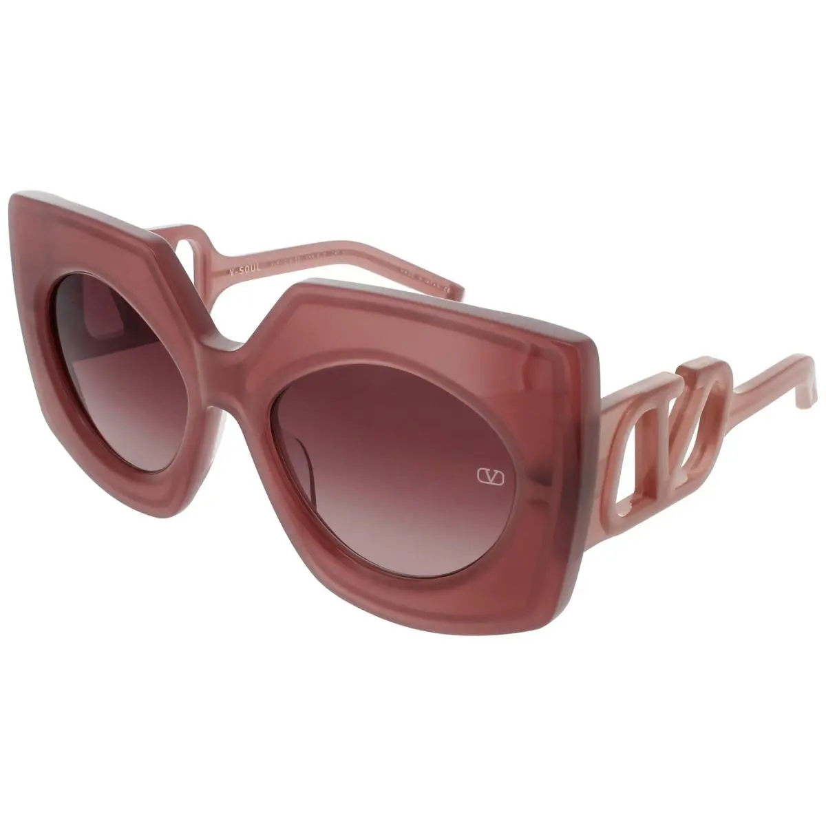 Valentino V Soul Vls 127B 53 Sunglasses Pink Frame Dark Rose Gradient Lens 53 mm