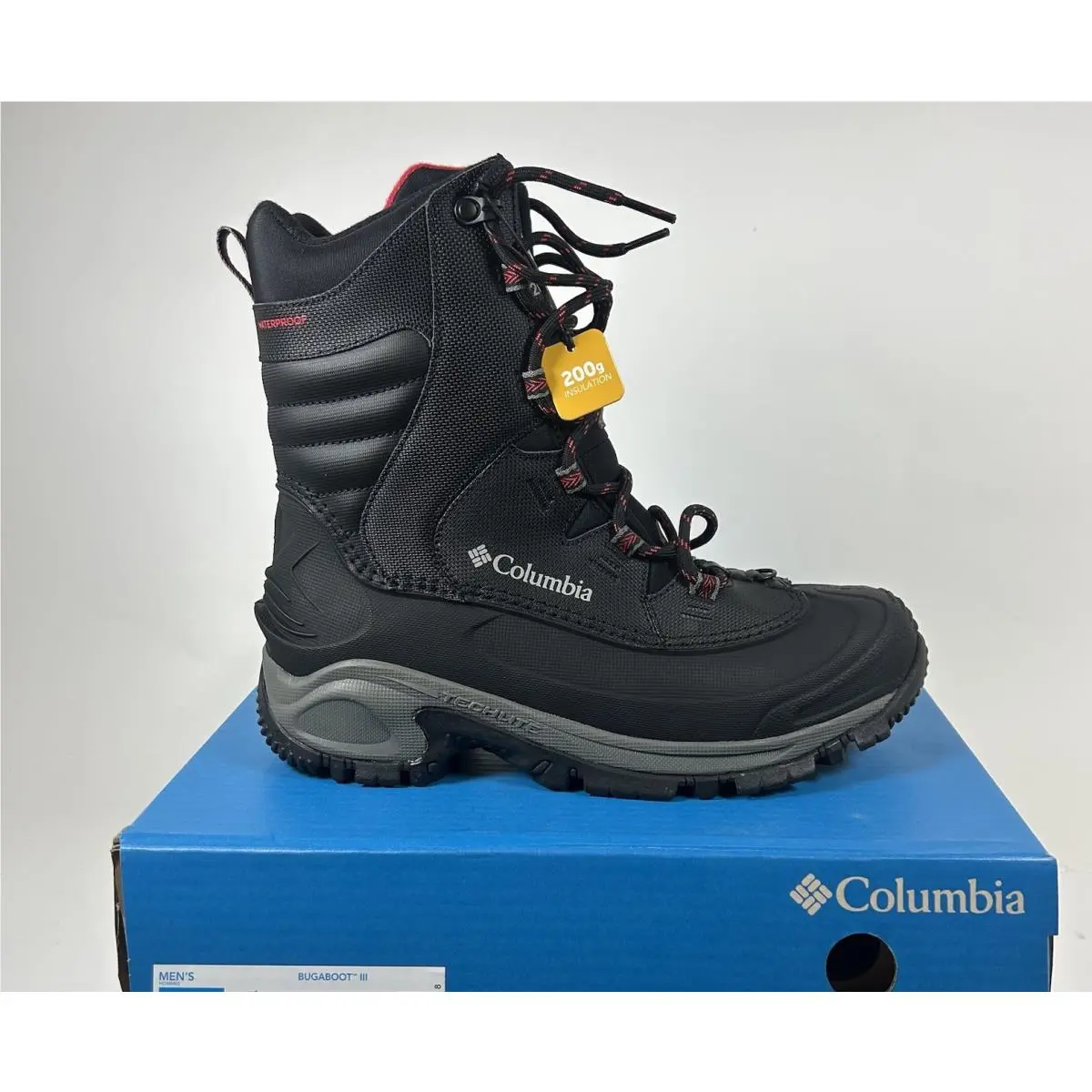 Bugaboot Iii Boots Mens Size 13 Black/red 200G Insulation Waterproof by Columbia