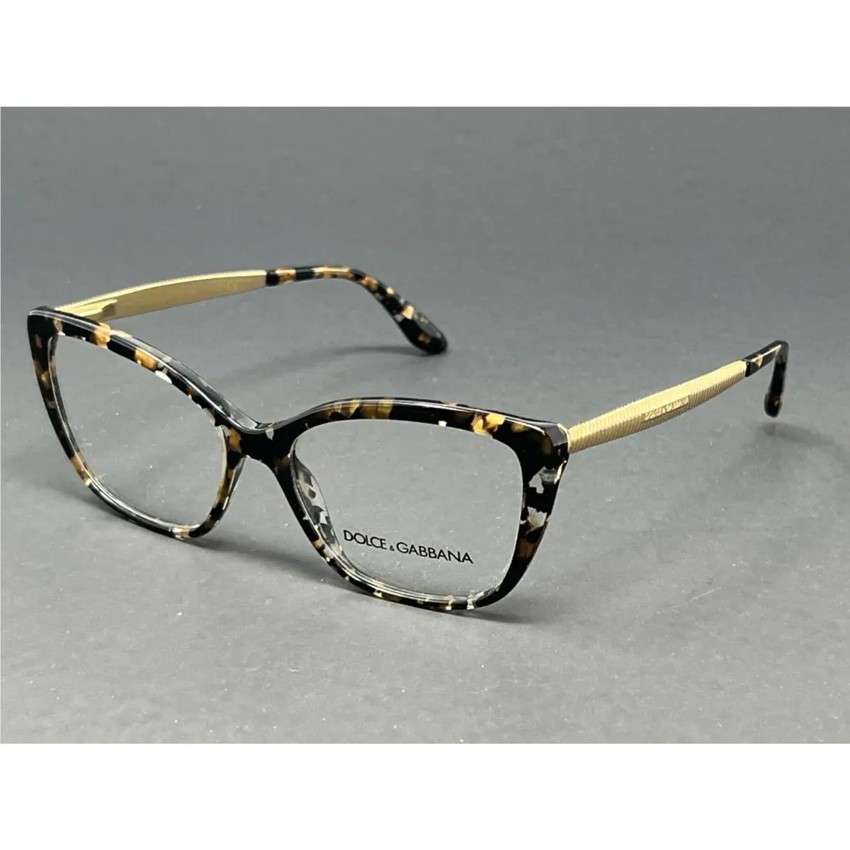 Dolce Gabbana DG3280-911 Women`s Eyeglasses Cube Black Gold 52mm Cat Eye Frame