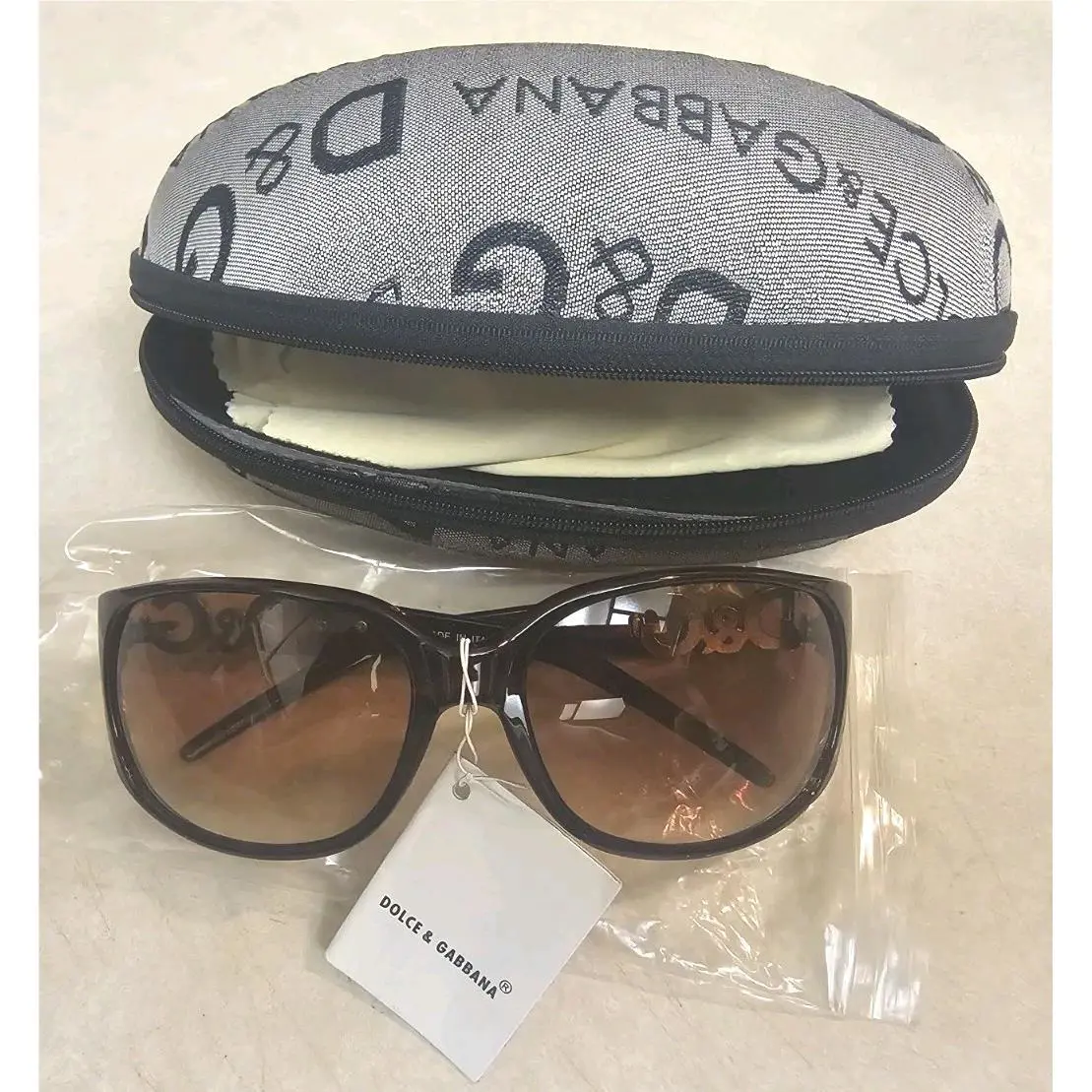 Dolce Gabbana 50701 62-15-122 Italy Brown Glasses Logo Whit Case