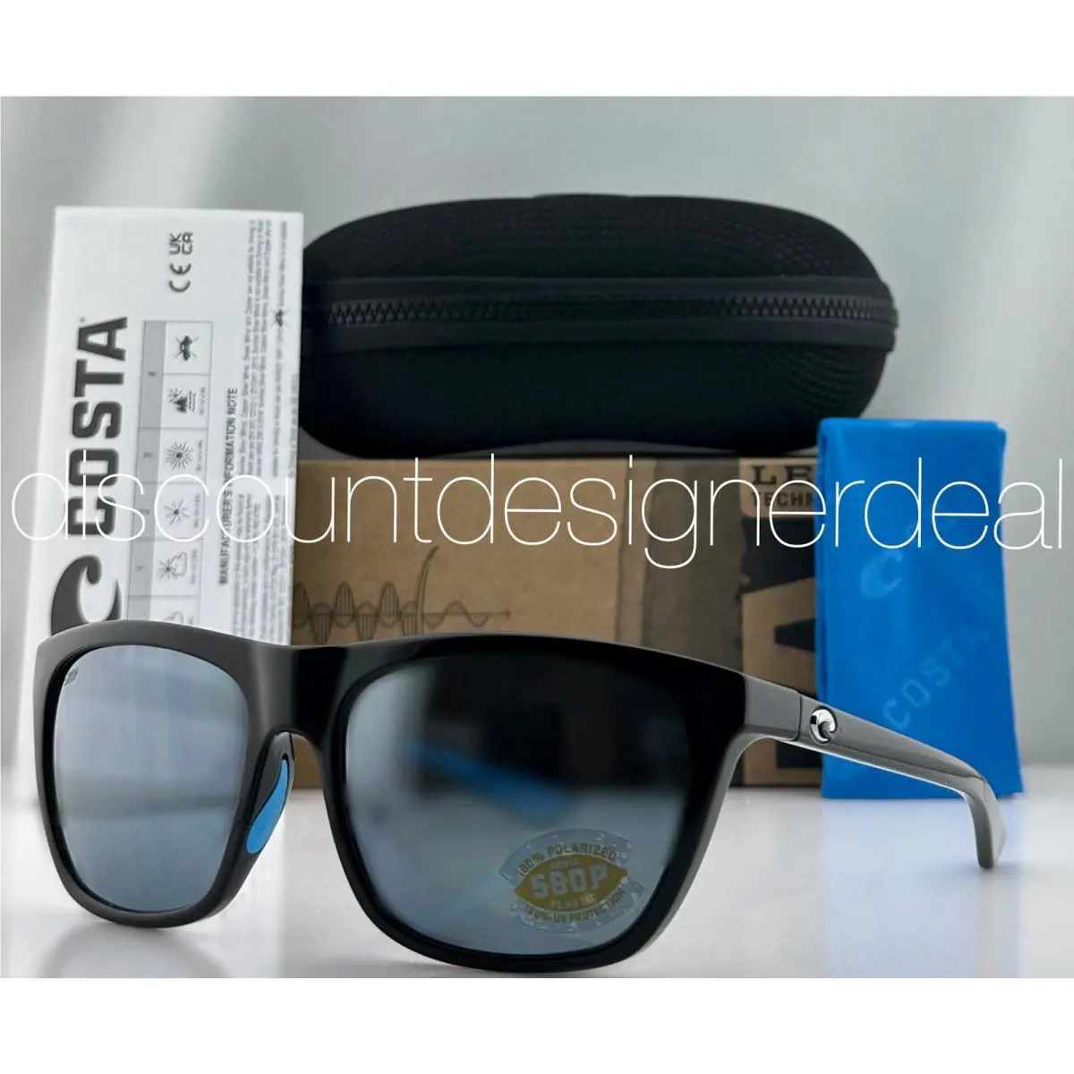 Costa Del Mar Cheeca Polarized Sunglasses Black Silver Mirror 580P 06S7005-06