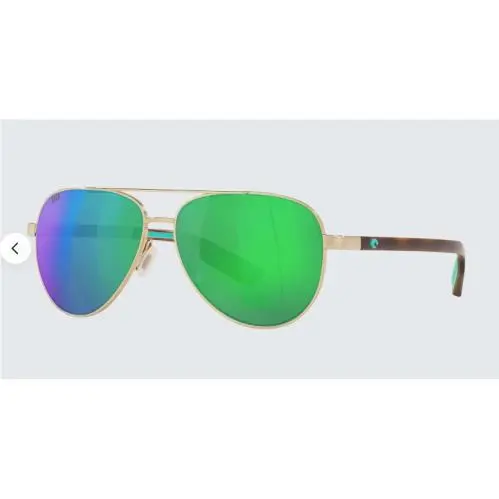 Costa Del Mar Peli Brushed Gold/green Mirror 580P Polarized 57 mm Sunglasses - Frame: Brushed Gold, Lens: Green Mirror 580P