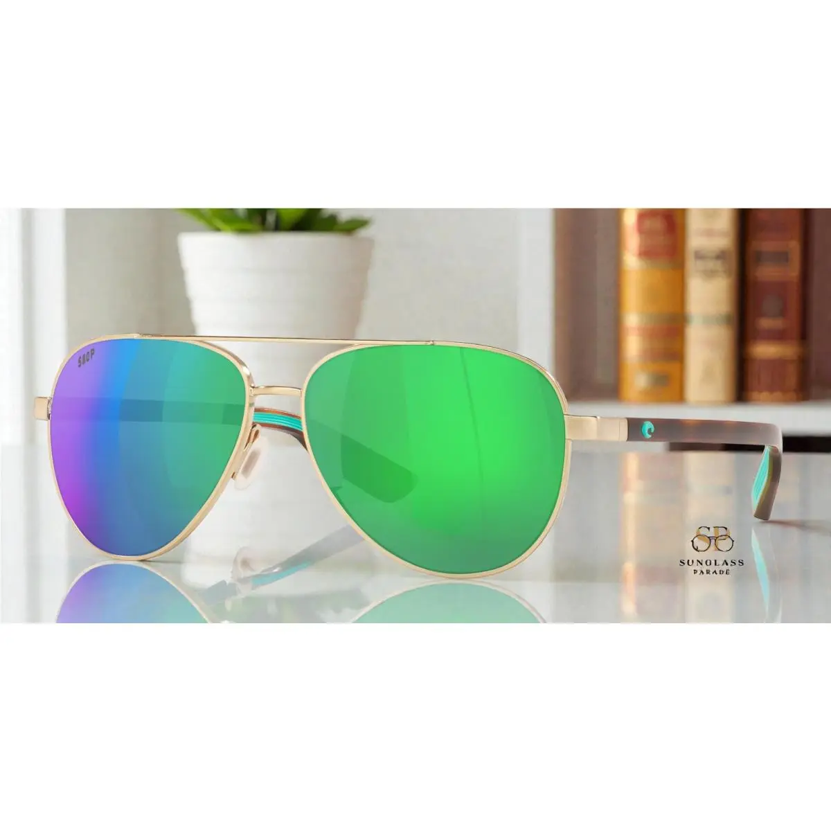 Costa Del Mar 6S4002 02 Peli Brushed Gold Green Mirror 57 mm Unisex Sunglasses