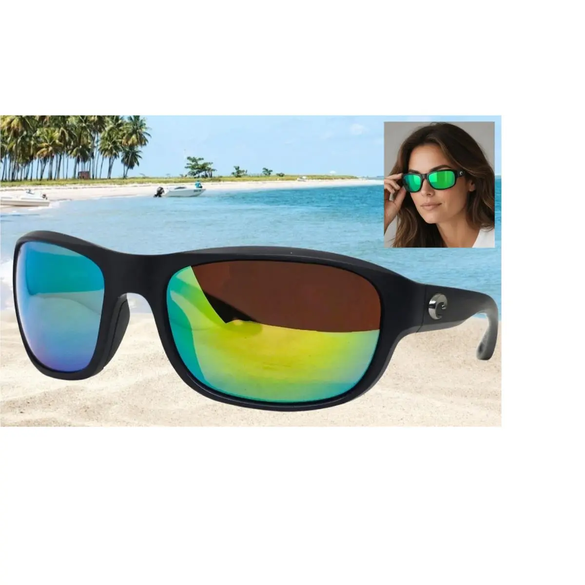 Matte Black/green Mirror Clipperton Polarized 580P Sunglasses by Costa Del Mar