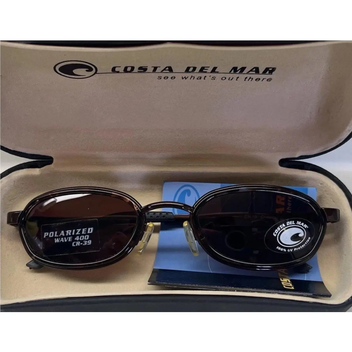 Vintage Costa Del Mar Cheeca Oval Polarized Wave 400 Y2K Sunglasses Italy Nos