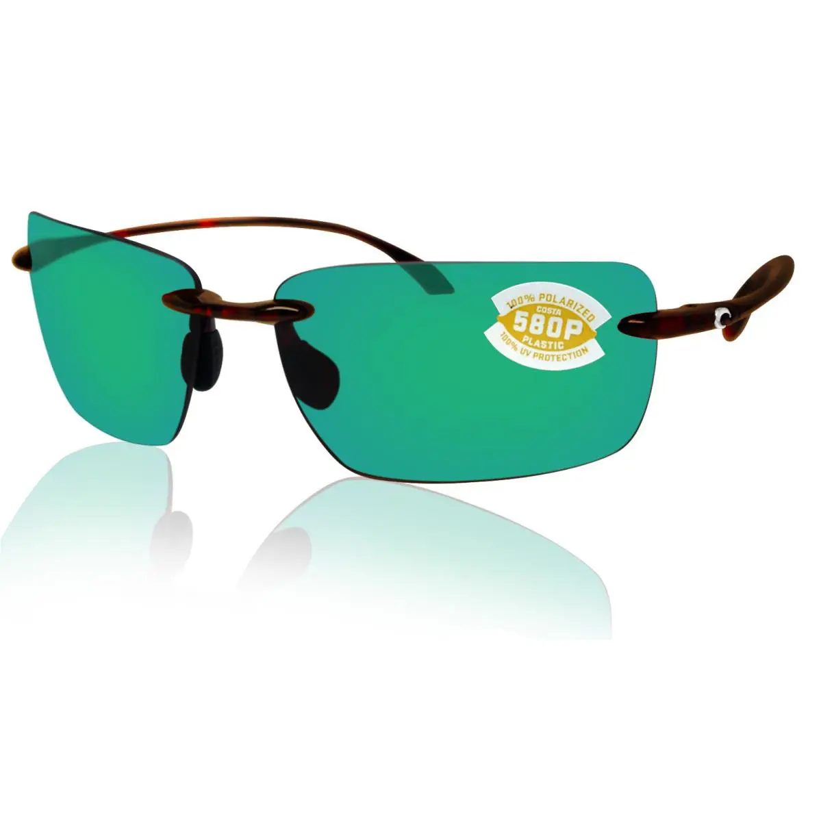 Costa Del Mar Gulf Shore Tortoise Frame Green Mirror 580P Plastic Polarized Lens