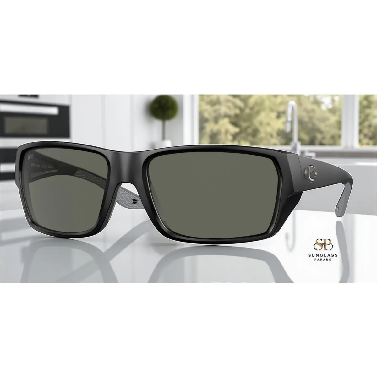 Costa 6S9113 911301 Tailfin Matte Black Gray Polarized 60 mm Men`s Sunglasses - Frame: Matte Black, Lens: Gray