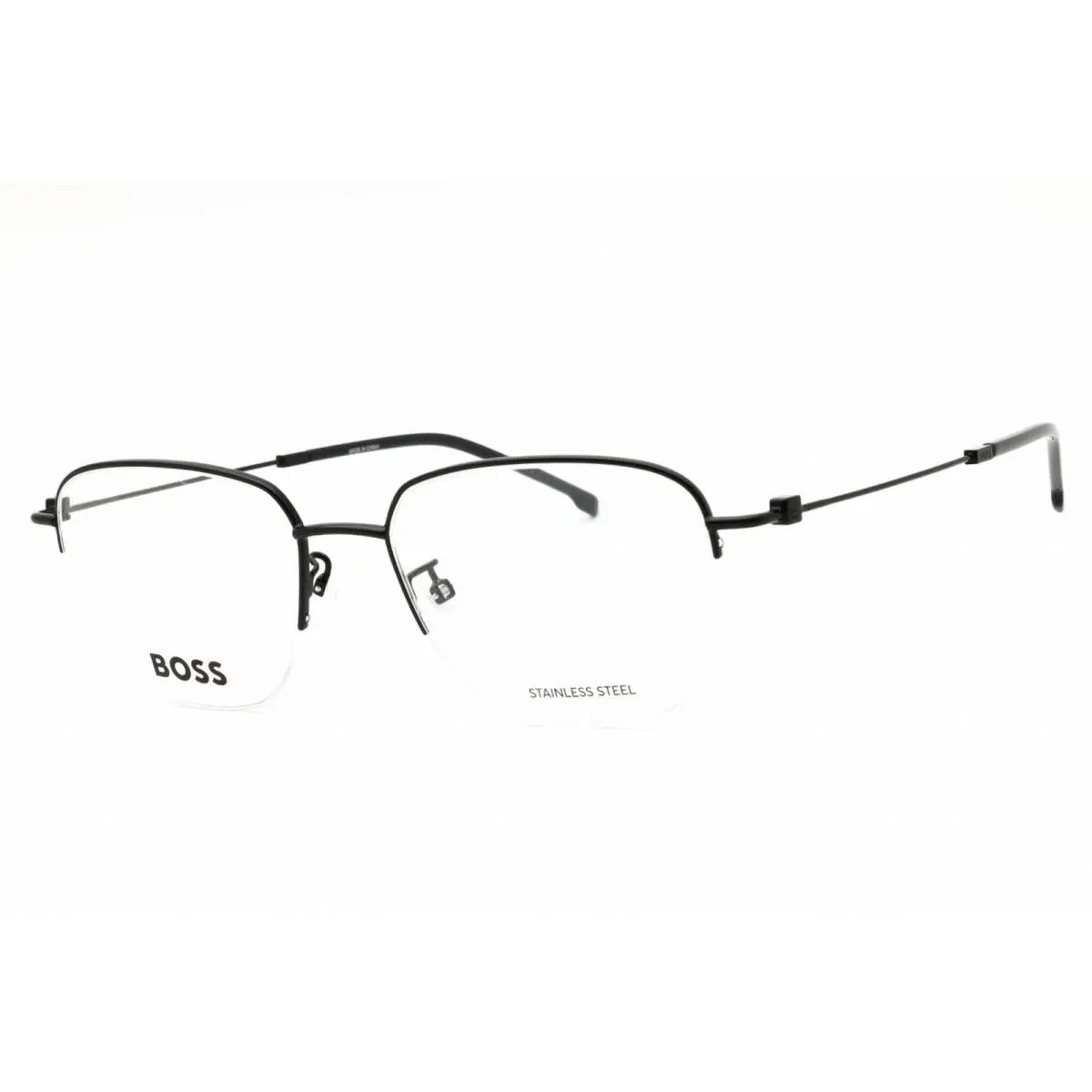 Hugo Boss Unisex Eyeglasses Black Metal Oval Half Rim Frame Boss 1544/F 0807 00
