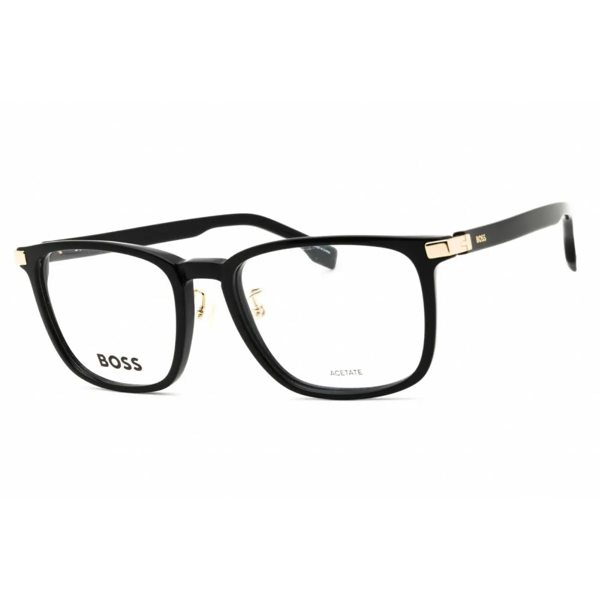Hugo Boss Men`s Eyeglasses Black/gold Acetate Rectangular Frame 1408/F 02M2 00