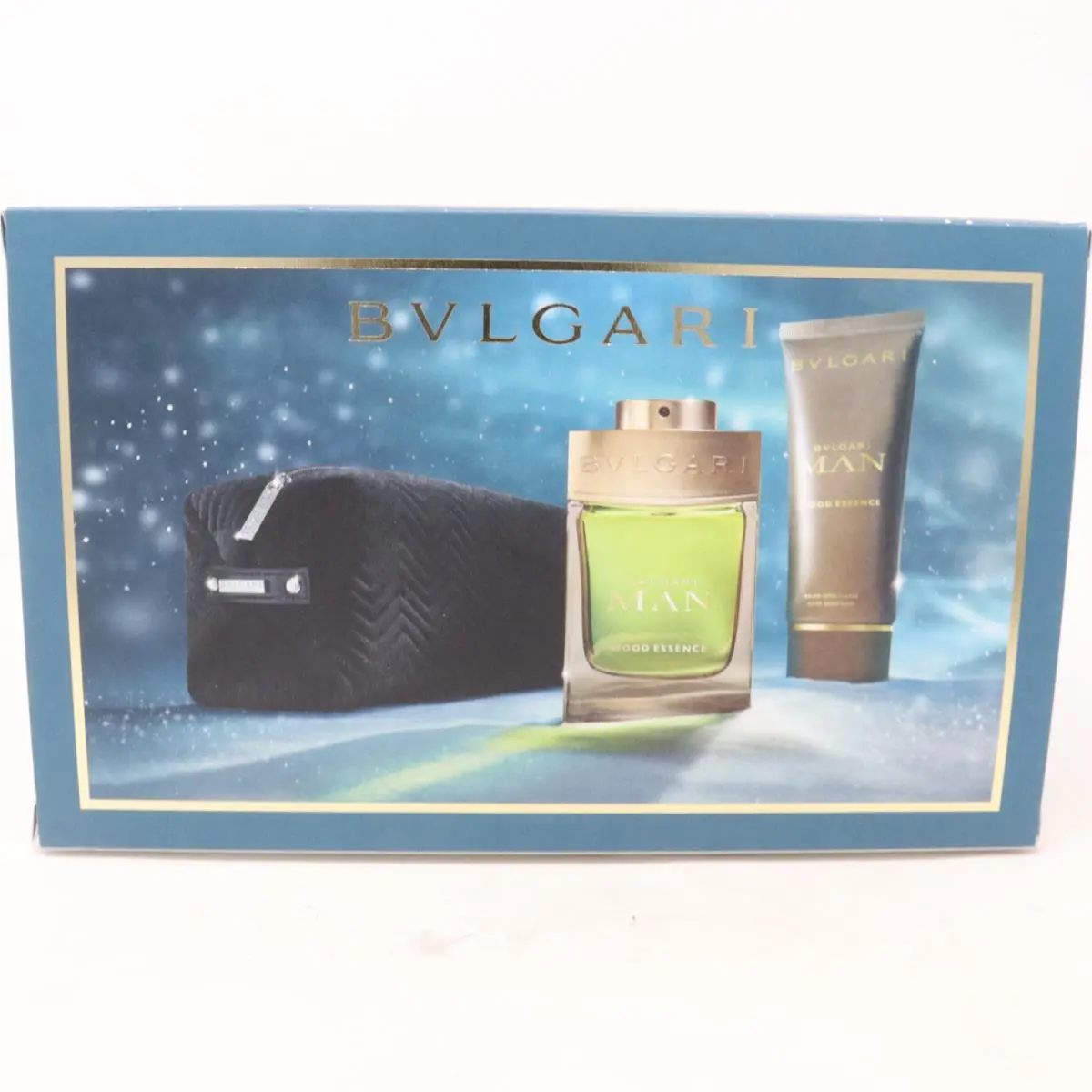 Bvlgari Man Wood Essence 3pc Gift Set For Men100ml Edp + 100ml Balm + Pouch