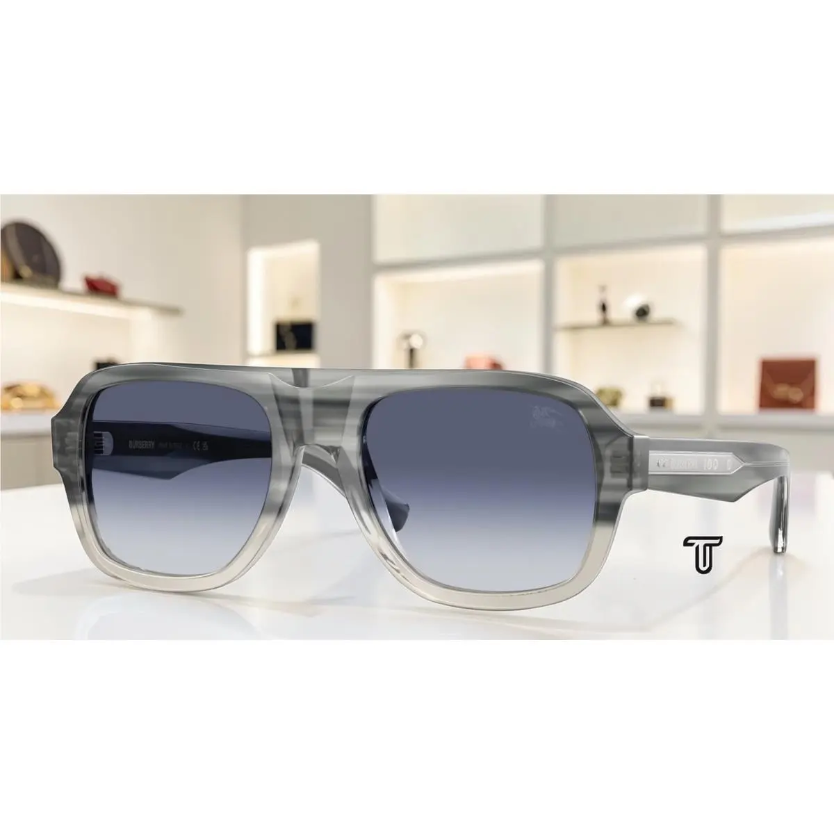 BE4478 420814 Striato Grey Grad Grigio Sfumato Blu 55mm Mens Sunglasses by Burberry