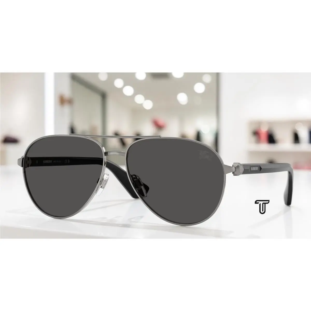 BE3167 100387 Gunmetal Dark Grey 59 mm Men`s Sunglasses by Burberry