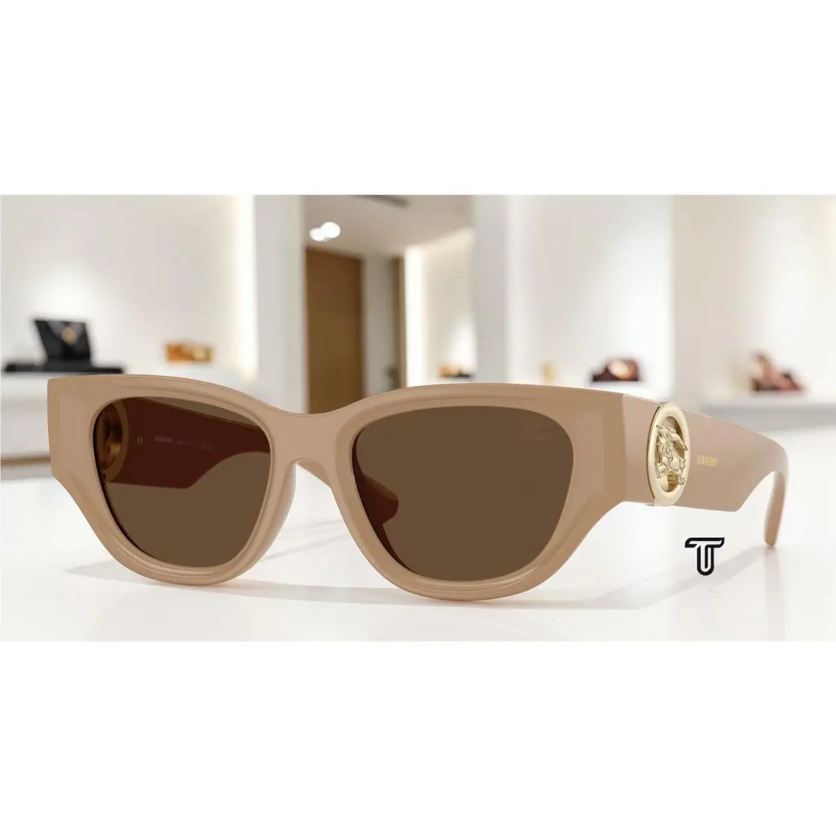 Burberry BE4467U 399073 Beige Dark Brown 52 mm Women`s Sunglasses
