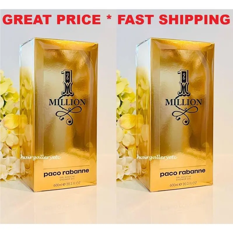 2 Paco Rabanne 1 Million Shower Gel 600 ml / 20.3 oz Jumbo Fresh