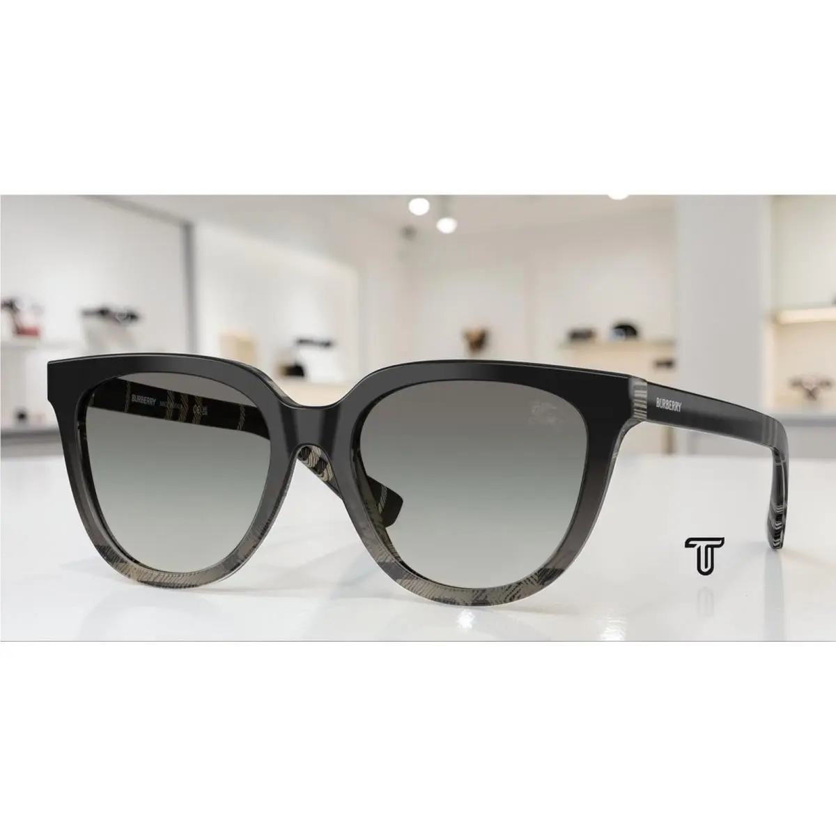 Burberry BE4469 420011 Grey Check Grey Gradient 53 mm Women`s Sunglasses