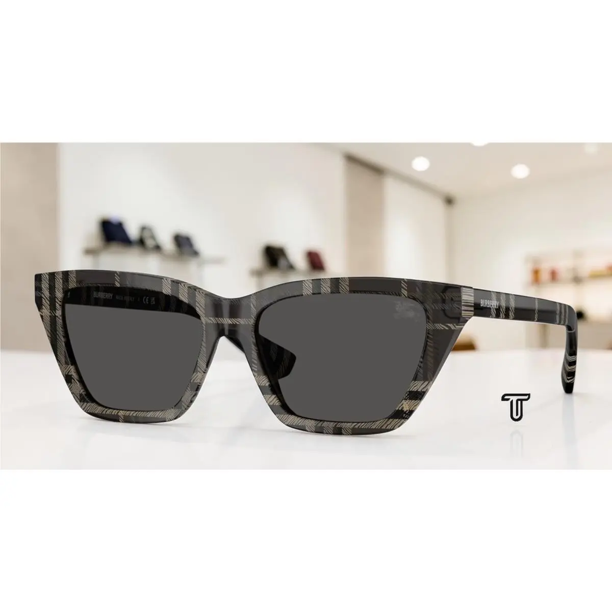 Burberry BE4468 419987 Grey Check Dark Grey 54 mm Women`s Sunglasses