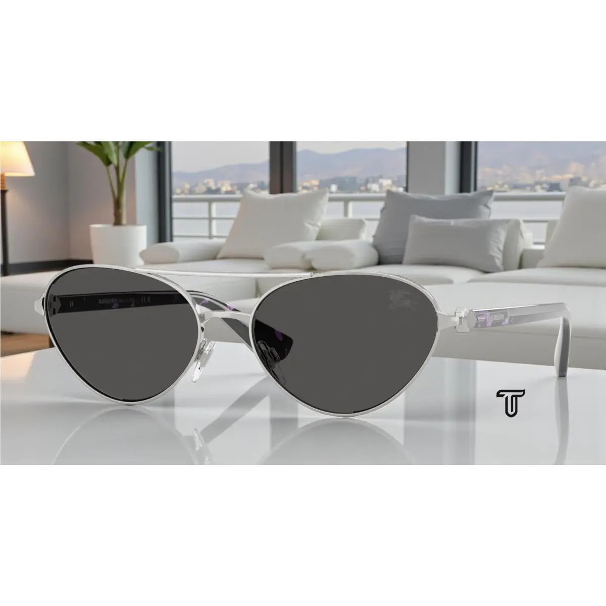 Burberry BE3165 100587 Silver Dark Grey 58 mm Women`s Sunglasses