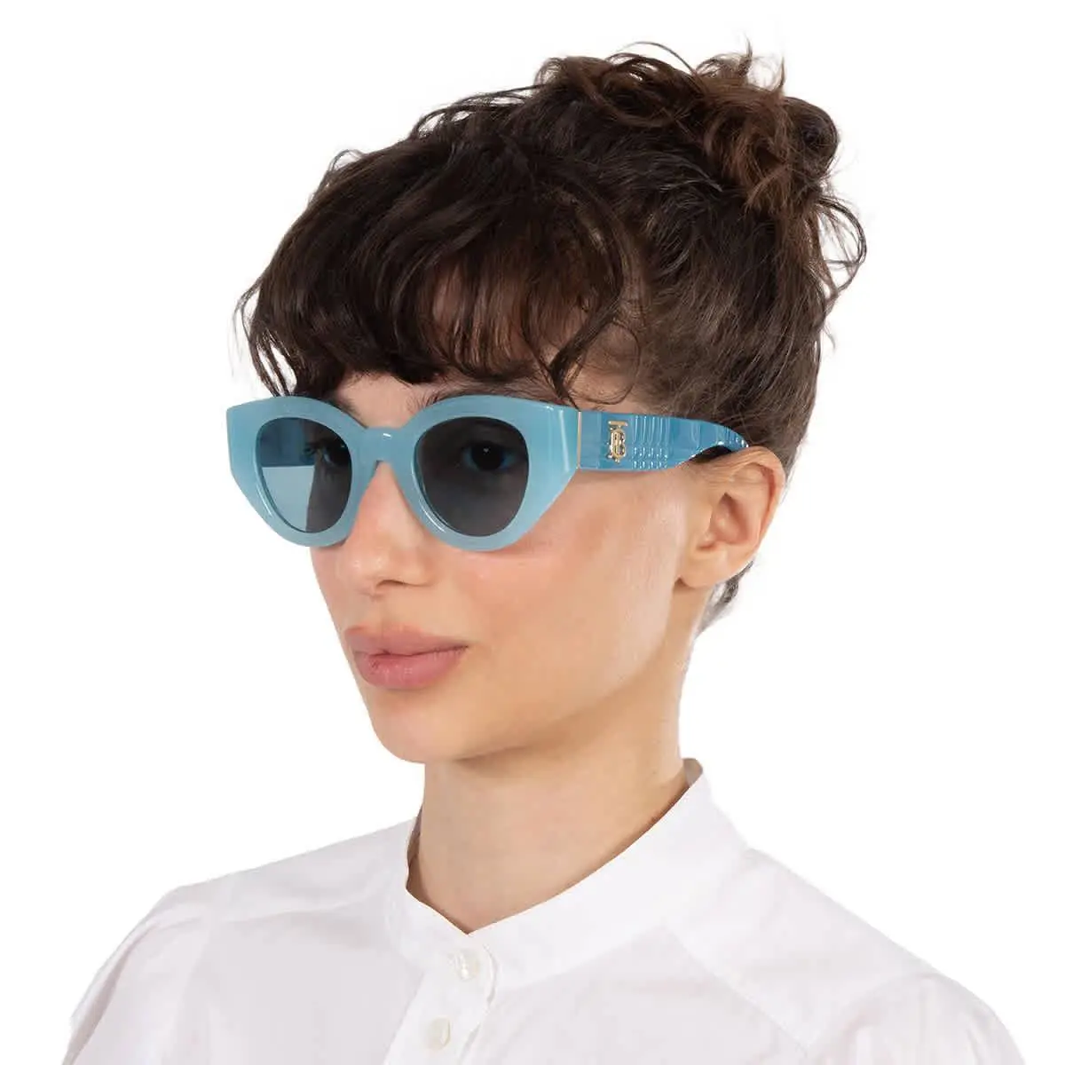 Burberry Meadow Blue Cat Eye Ladies Sunglasses BE4390F 408680 47 BE4390F 408680 - Lens: Blue