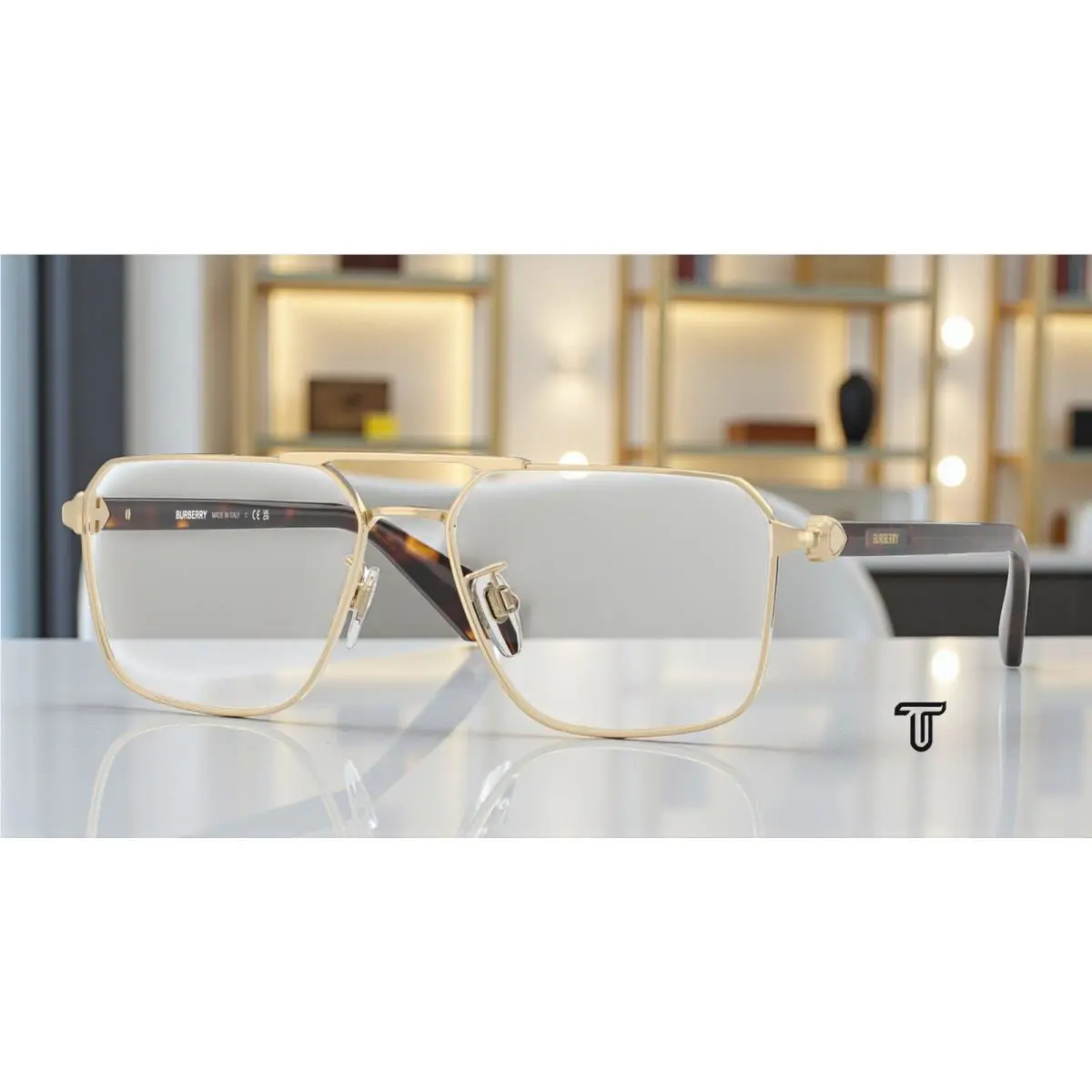 Burberry BE1395D 1109 Light Gold Demo Lens 56 mm Men`s Eyeglasses