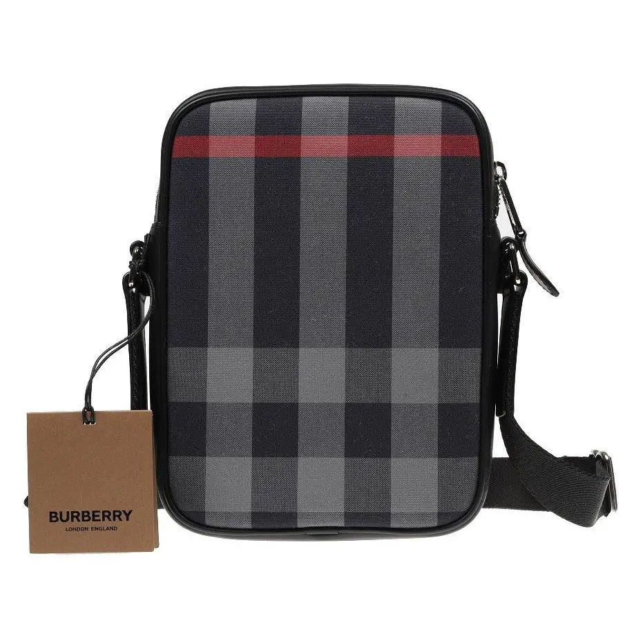 Burberry Mens Navy Gray Check Cross Body Bag Crossbody
