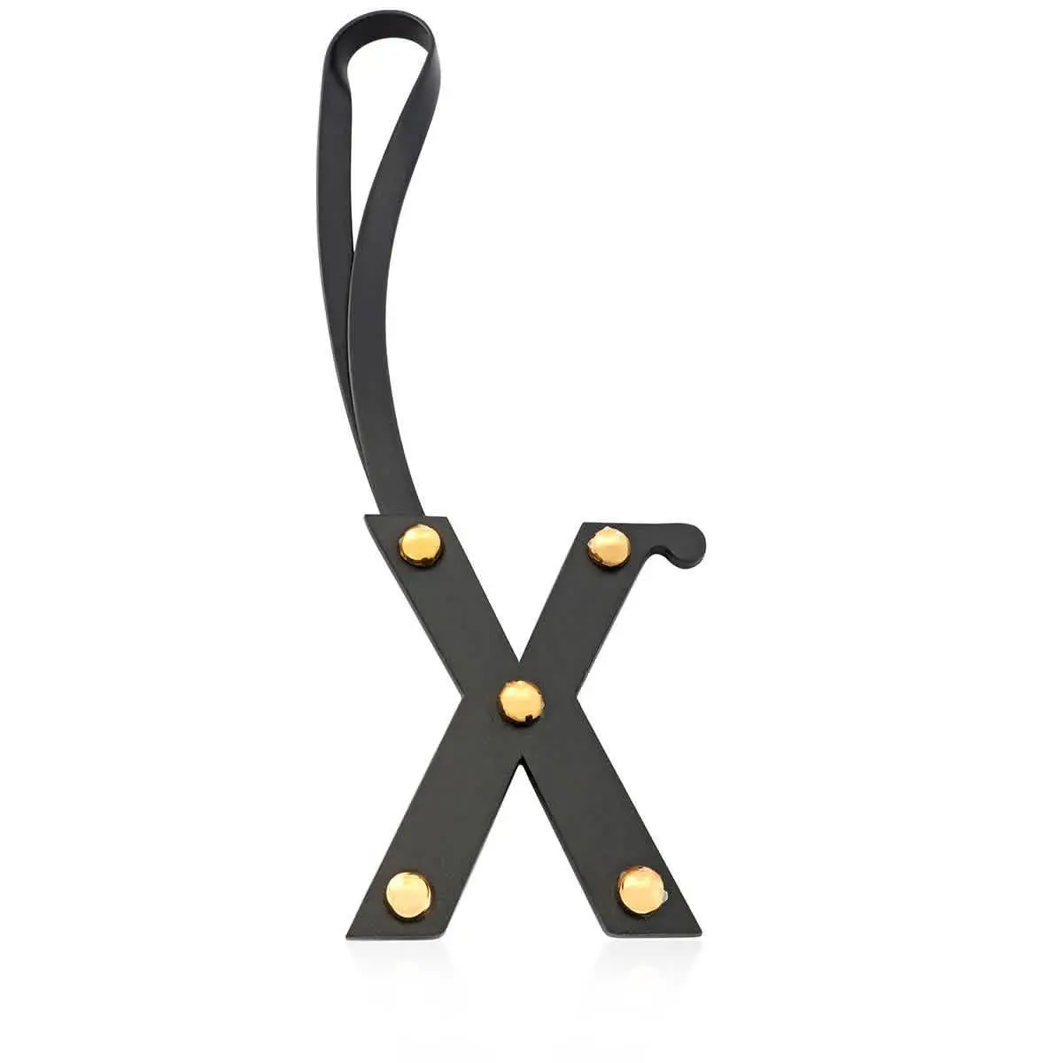 Burberry Letter X Stud Leather Charm in Black and Light Gold 8023541