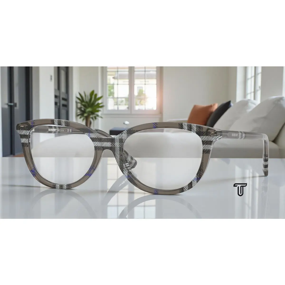 Burberry BE2431 4166 Check Lichen Demo Lens 52 mm Women`s Eyeglasses