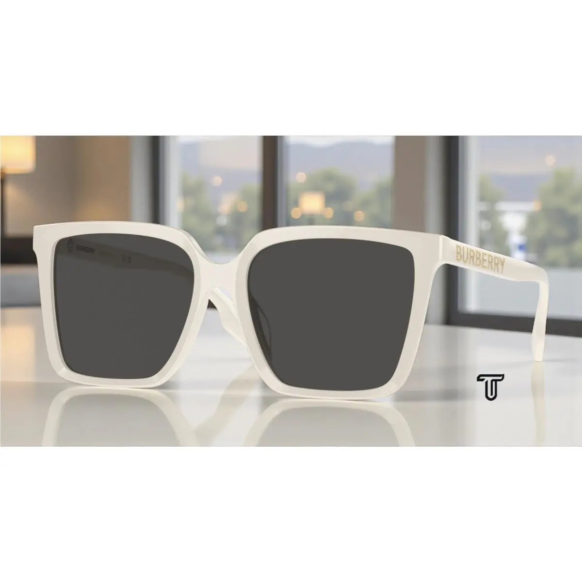 Burberry BE4411D 410087 Ivory Dark Grey 57 mm Women`s Sunglasses