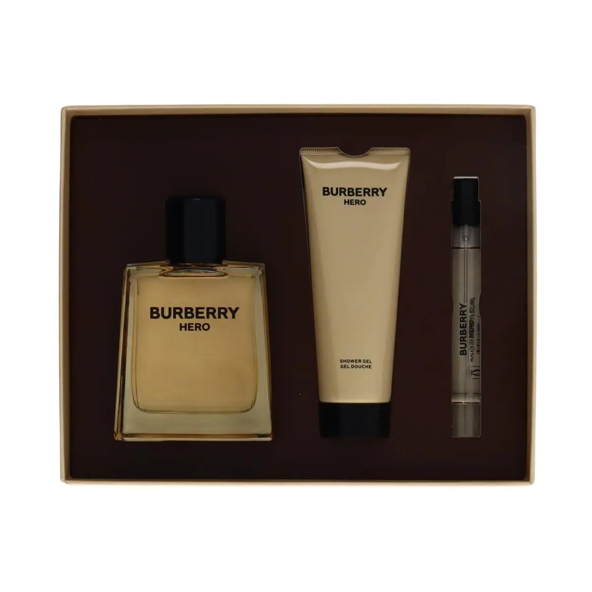 Burberry Hero 3pc Gift Set For Men100ml Edt + 75ml Shower Gel + 10ml Edt