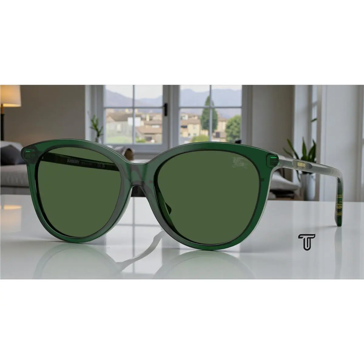 Burberry BE4455F 416271 Green Dark Green 55 mm Women`s Sunglasses