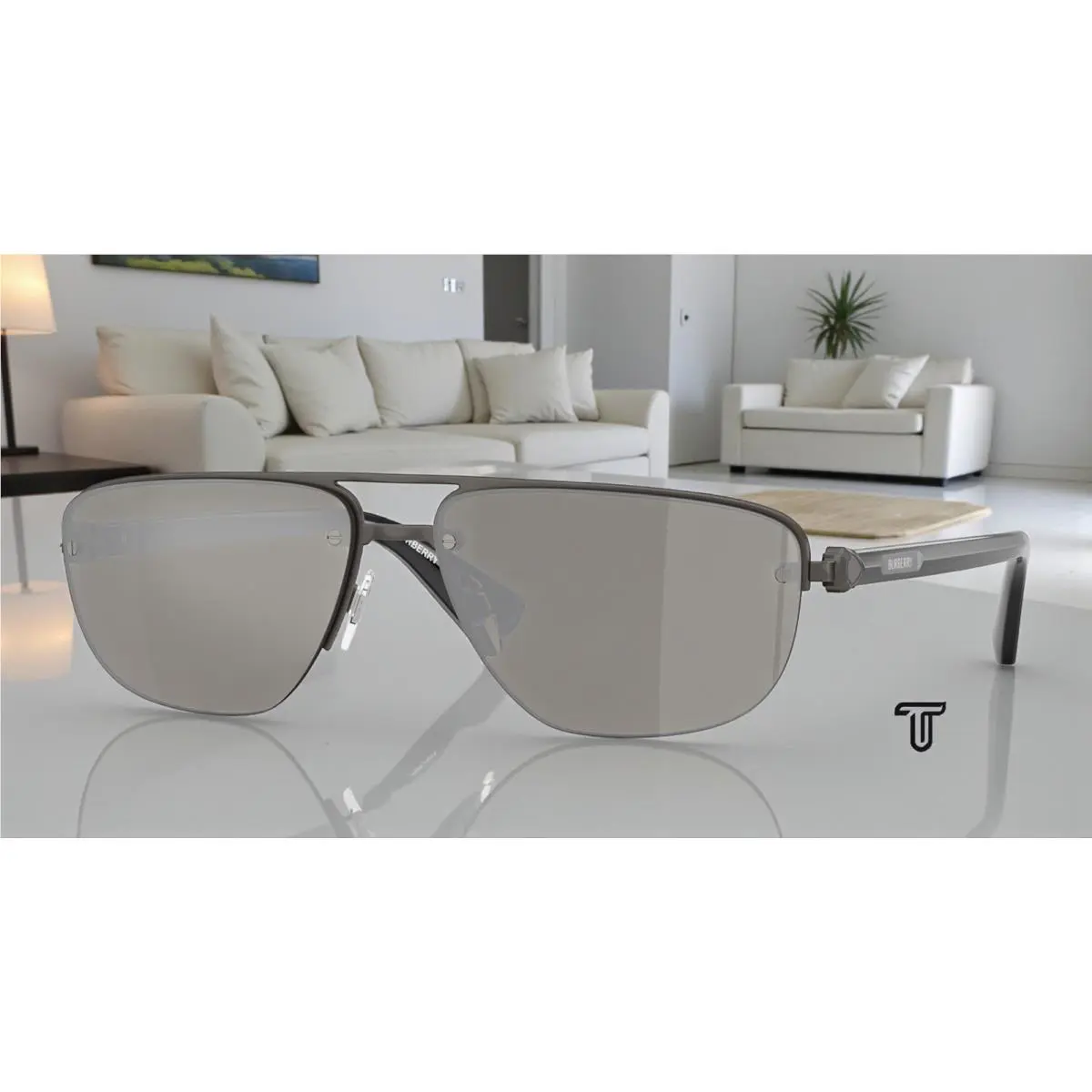 Burberry BE3164 13166G Matte Grey Lt Grey Mirror Silver 62 mm Men`s Sunglasses