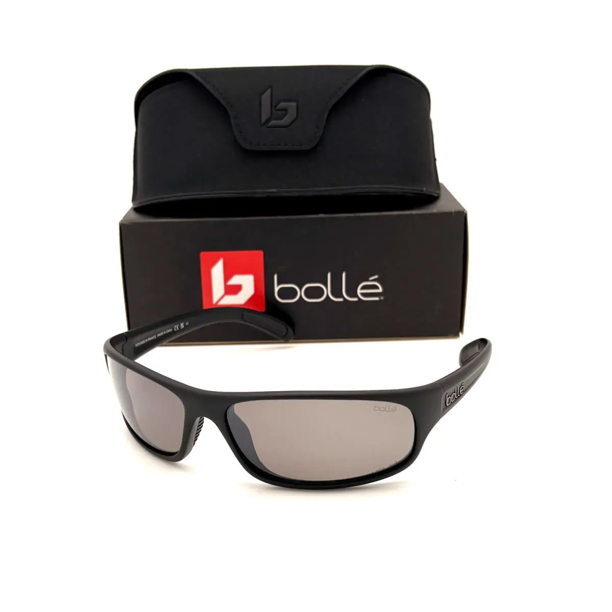 Bolle Anaconda Matte Black / Volt Gun Polarized 64mm Sunglasses - Frame: Matte Black, Lens: Volt Gun Polarized