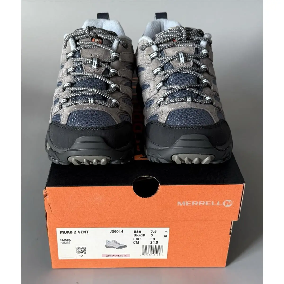 Merrell Moab 2 Vent Hiking Shoes J06014 — w/ Box — Women’s Size 7.5 — Smoke