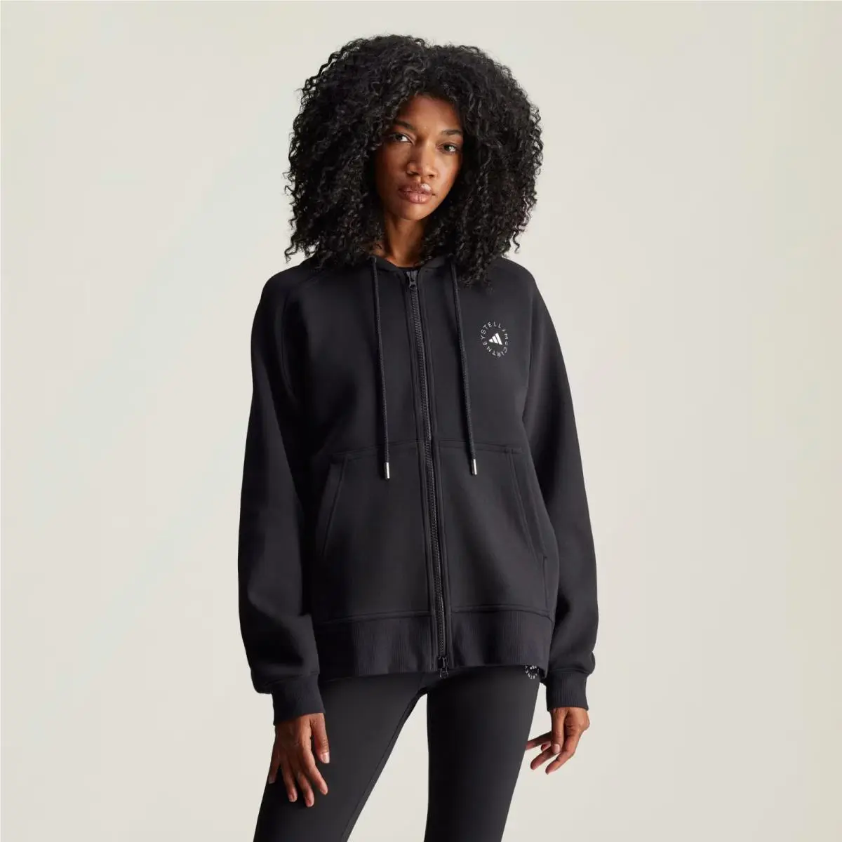 Adidas by Stella Mccartney Hoodie Womens Medium Black Loose Fit Full Zip JDM2559