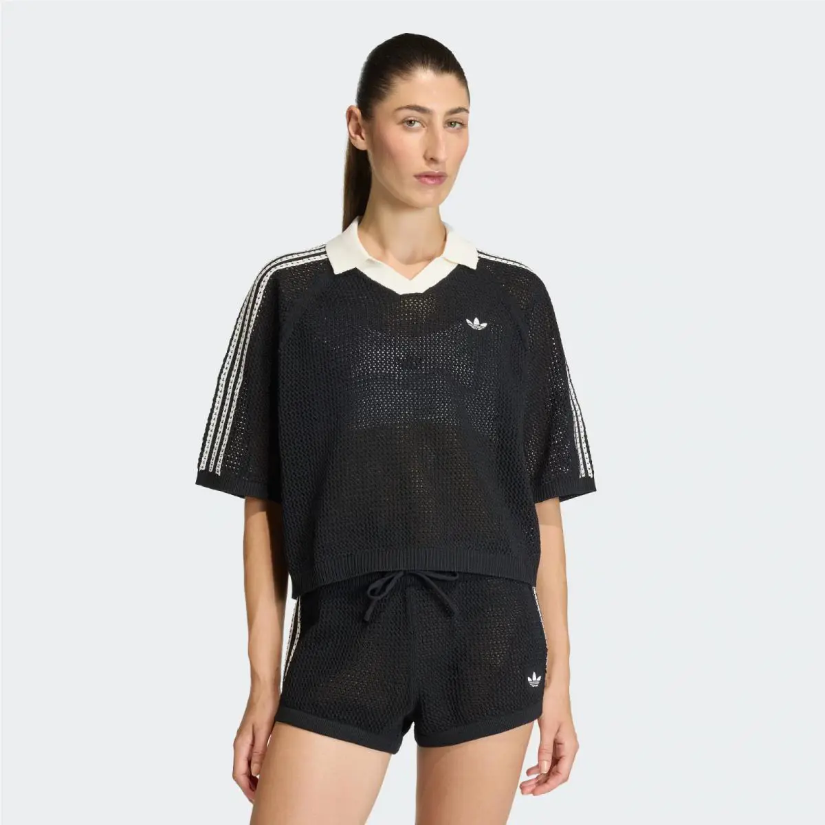 Adidas Women`s Originals Knitted Crochet Polo Top KC6491