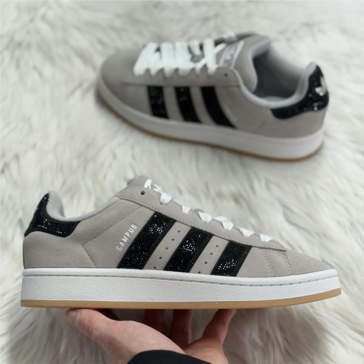 Adidas Campus 00s Rhinestone Black Grey Two Womens IH6830 Sz 7