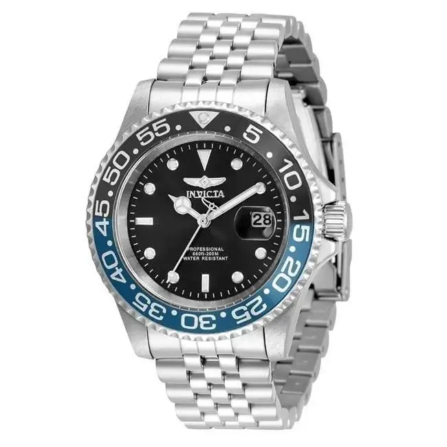 Mens Invicta Pro Diver Quartz Blue Black Bezel Black Dial Men`s Watch